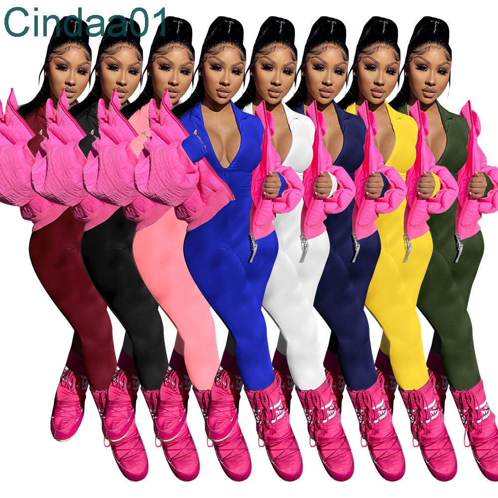 

Women Jumpsuits Designer Slim Sexy Autumn Winter Solid Color Tight Long Sleeve Zipper One-piece Pants Ladies Rompers 8 Colours, 8108 yellow