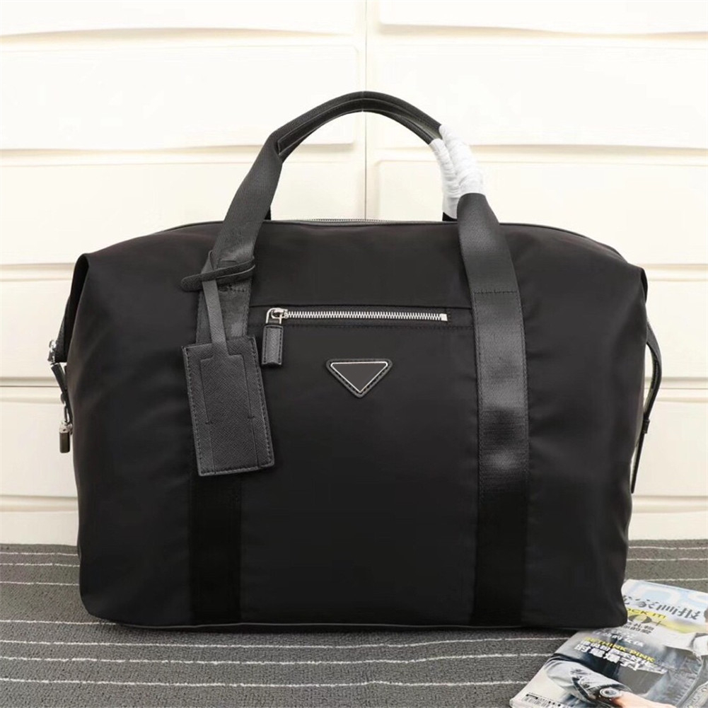 Men&#039;s black nylon canvas waterproof travel bag with password lock simple leisure suitcase sports outdoor large capacity classic handbag-image-693254415