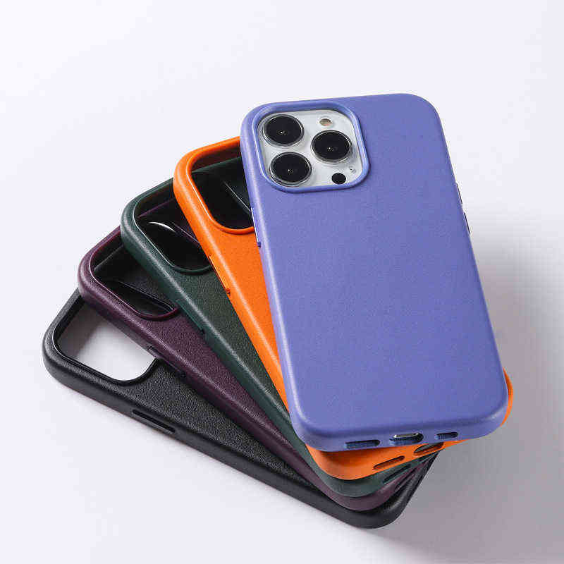 

Genuine Leather Case for iPhone 13 Pro Max Mini Mag Magnetic Safe 12 ProMax Mobile Phone Cover H1110, For 13 color 1