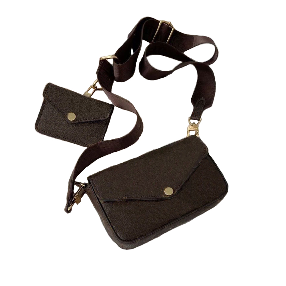 

Top quality luxury Shoulder Bags two item hobos Genuine Leather purse men Hasp women cross body wallet Cell Phone Pocket for Girls boys, Black