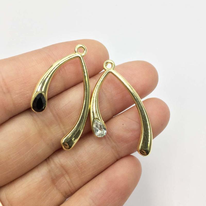 

Charms Eruifa 10pcs 18*30mm Rhinestones Gold/Silver Plated Zinc Alloy Pendant Jewelry DIY Necklace 2 Colors, Bronze;silver