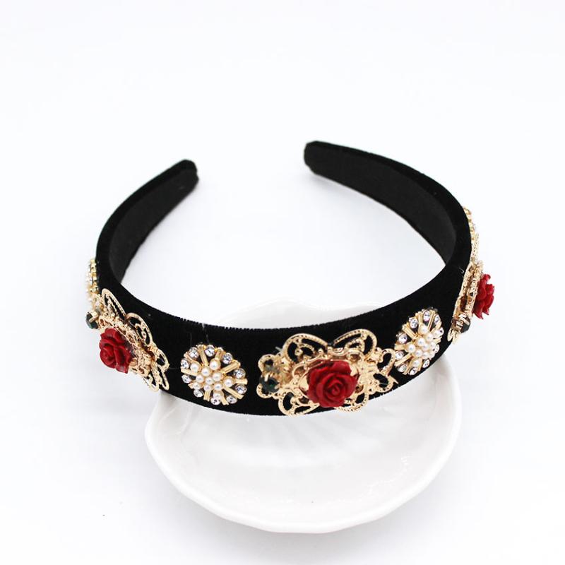 

Hair Clips & Barrettes Wedding Accessories Baroque Headband Black Crown Tiaras Rhinestone Crystal Flower Flamingo Hairband Bridal Jewelry, Golden;silver