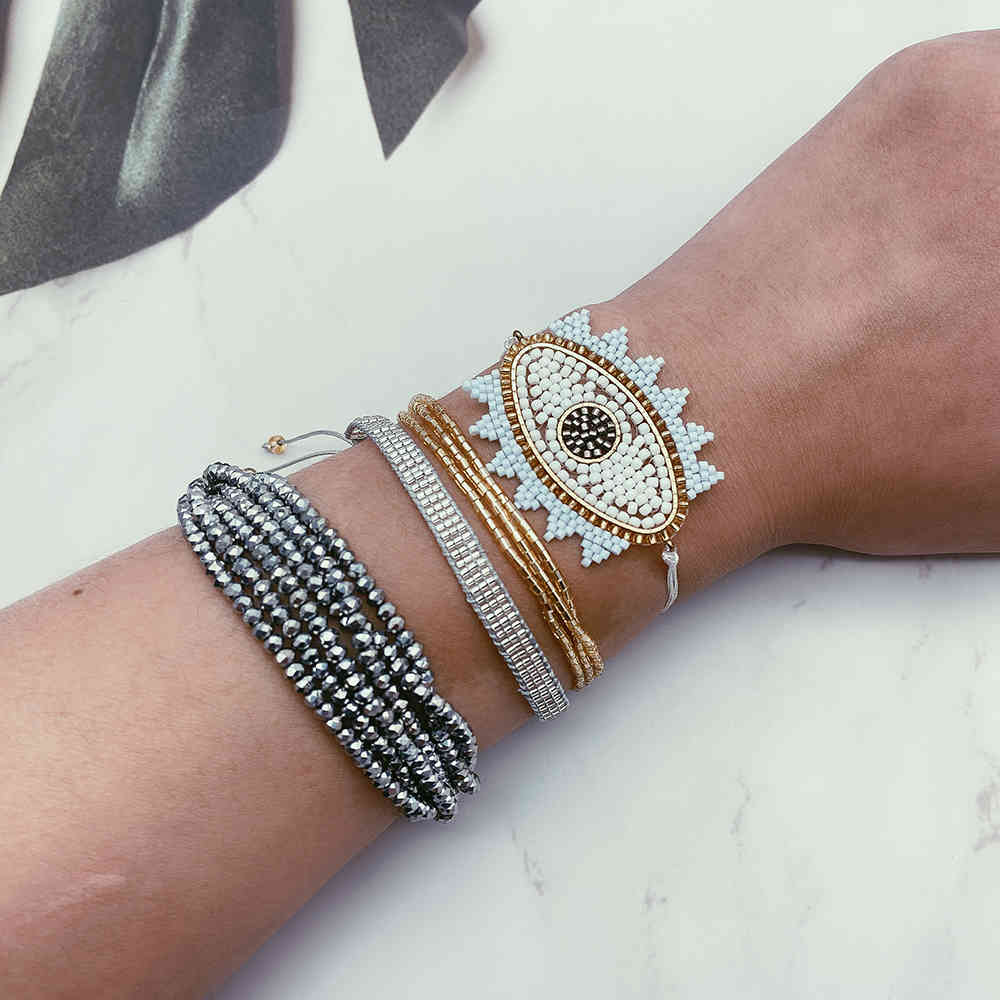 

BLUESTAR MIYUKI Turkish Bracelet Chic Evil Eye Pulseras Mujer Moda Crystal Jewelry Handmade Woven Armband