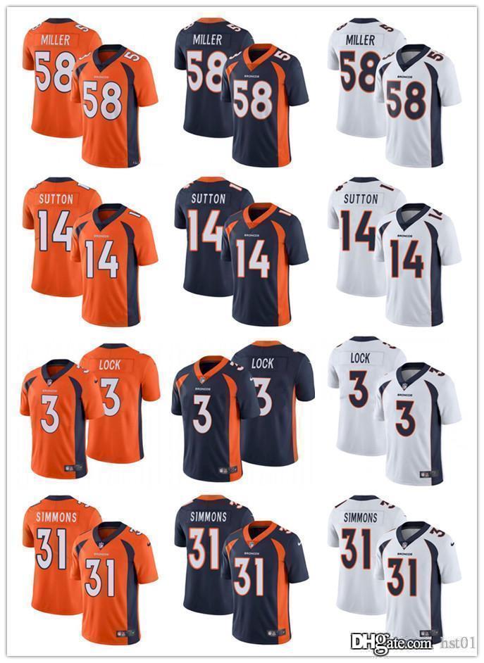 

Men Youth DenverBroncos58 Von Miller 3 Drew Lock 14 Courtland Sutton 31 Justin Simmons 66 Dalton Risner Football Jerseys, Color