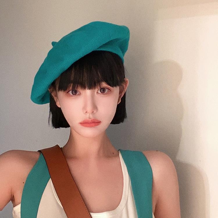 

Berets Winter Thin Knitted Beret Women Japanese And Korean Version Of All-match Breathable Cap Fashion Painter Hat Warm, White