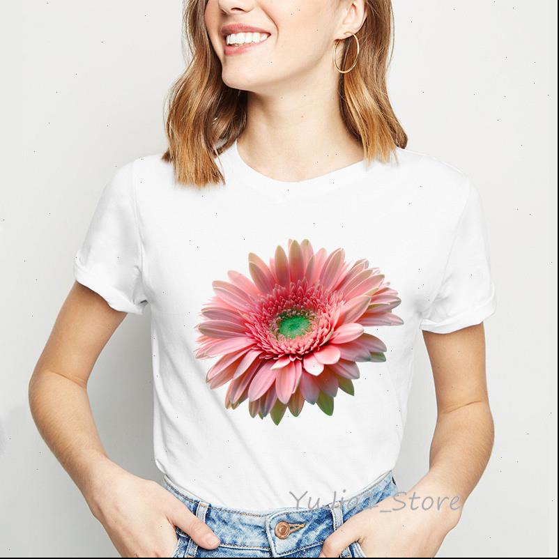 

pink sun flower clothes womens vogue white camiseta mujer harajuku tumblr tee femme