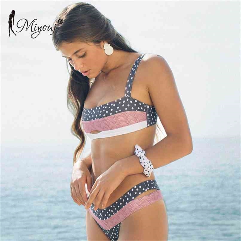 

Miyouj Push Up Bikinis Female Biquini Floral Swimwear Women Bathing Suit Dot Swimsuit Women' Beach Bandeau Bikini Set 210702, D1701