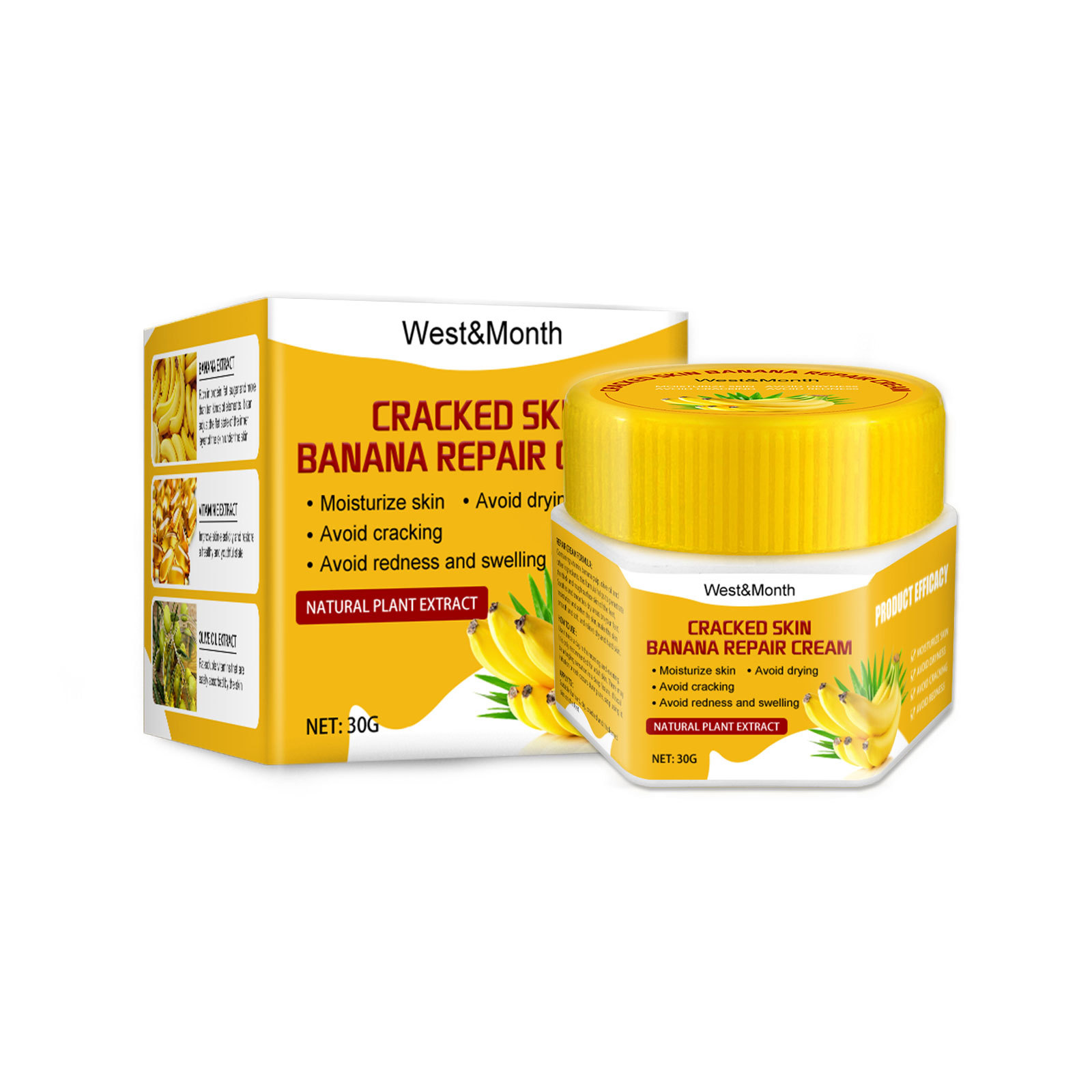 Free freight West&Month Banana Foot Repairing Cream Anti-chapped Moisturizing Hand and Foot Care-image-751608154