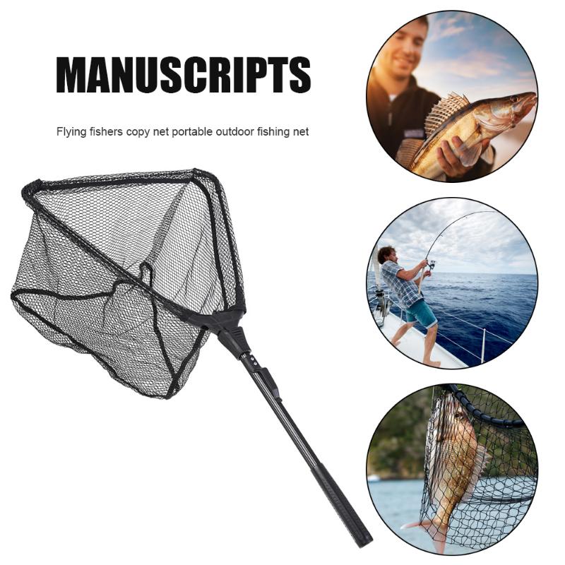 

Professional Shrimp Fishing Net Safe Aluminum Alloy Handle Pole Folding Landing Mesh For Accessories