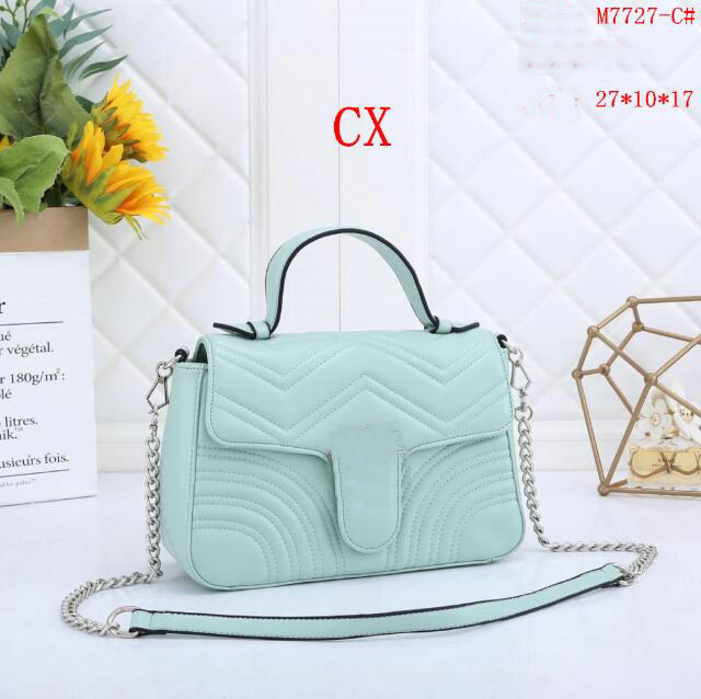 

high-quality style Classic Women Leather handbags High quality lady's handbag crossbody bag Single shoulder m7727-c# 27cm, Blue