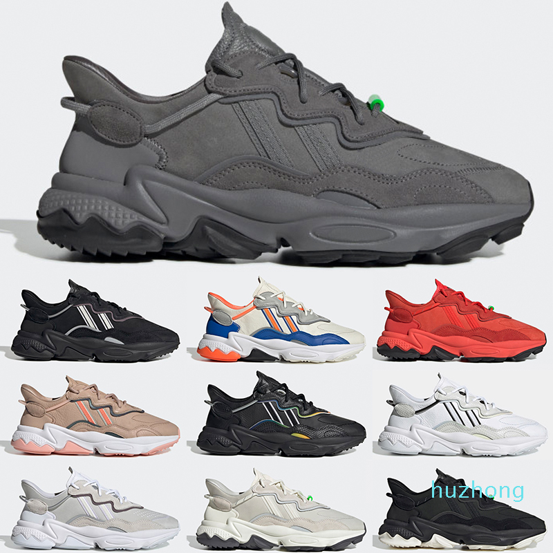 

2020 Casual Shoes Ozweego Men Women Grey Solar Green Cloud White Trail Black Casual Sneakers Trainer Sports Chaussures, White multi
