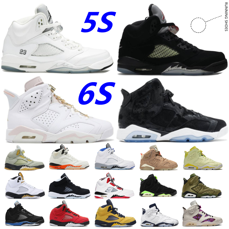 

2022 Top Men basketball shoes Carmine 6s unc Fire Red black cat 5s bluebird Raging Bull Stealth mens trainers sports sneakers size 35-46, Box