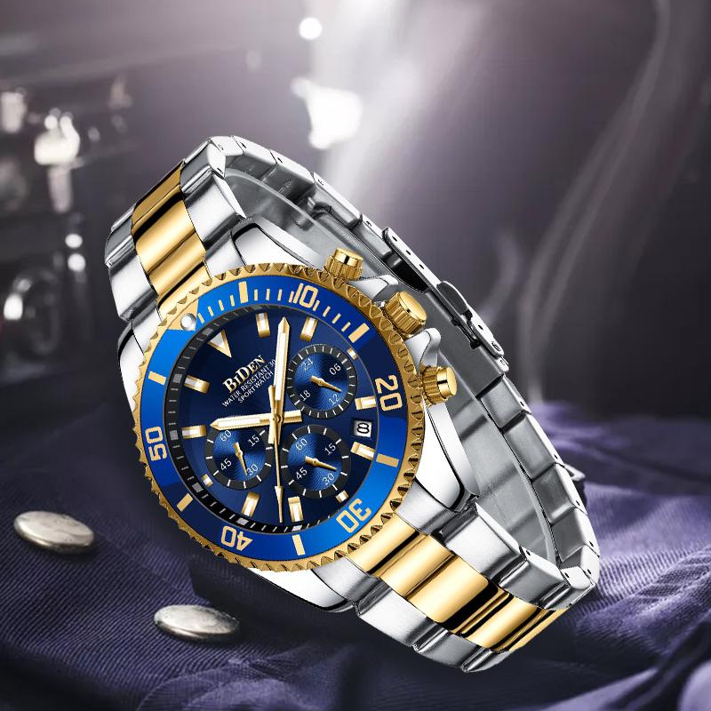

Wristwatches Mens Wrist Watches For Top Waterproof Military Clock Full Steel Man Quartz Watch 2022 Sports Chronograph Wristwatc, Blue