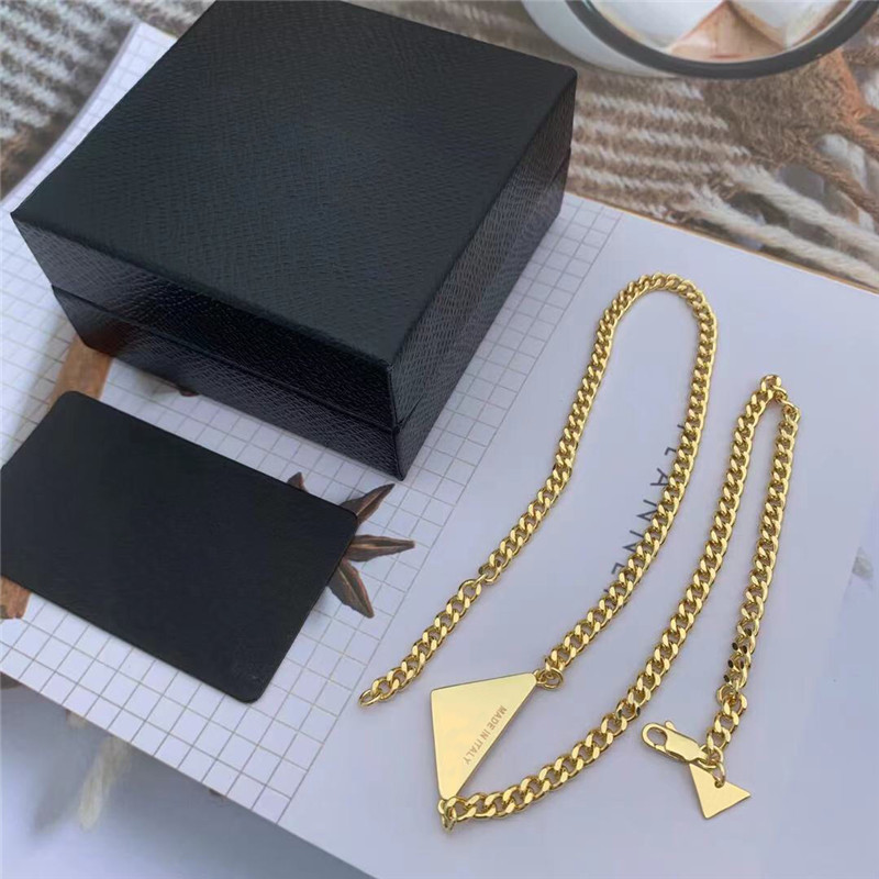 

Womens Pendant Necklaces For Women Luxurys Designers Necklaces With Earrings Link Chain Fashion Triangle Gold Jewelry Accessories 2021