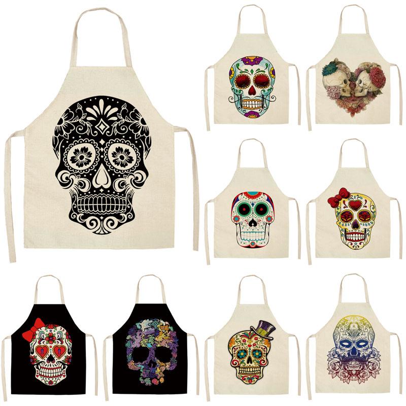 

Pattern Kitchen Apron Cooking Waist Baking Sleeveless Cotton Linen Aprons For Men Women Bibs Home Cleaning Tools 68*55cm
