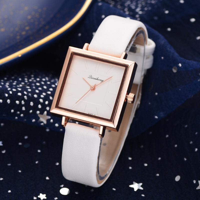 

Wristwatches 2021 Arrival Women Genuine Leather Analog Quartz Wristwatch Minimalist Ladies Business Luxury Black Watches Relogio Feminino, White