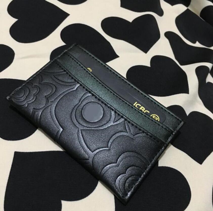 

Best quality Womens Card Holder Fashion Leather bags Brand Coin purse Pouch C2C camellia Mini wallets Wholesale, Black