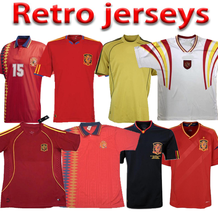 

2012 1996 retro Soccer jersey Caminero Iniesta Fans Version ALONSO David Villa 1994 home away TORRES RAUL Hierro LUIS ENSRIQUE XAVI Football, Black;yellow