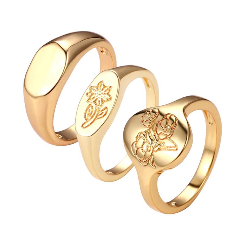 

Cluster Rings Chunky Signet Dome Statement For Women Engraved Pattern Female Gifts Finger Accessories Jewelry 2021 Jewellry, Golden;silver