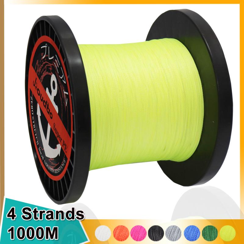 

Jioudao Braided Wire 4 Strands 1000M PE Fish 8LB-140LB Multi Color Multifilament Fishing Line For Carp Braid