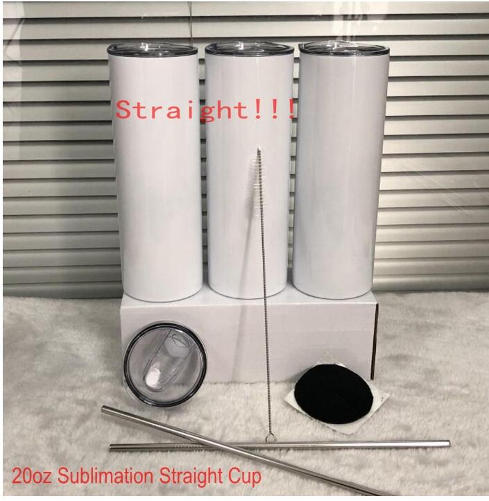 20oz Sublimation Straight Mugs tumblers with Straw Stainless Steel tumbler Coffee Mug 2021-image-680095207