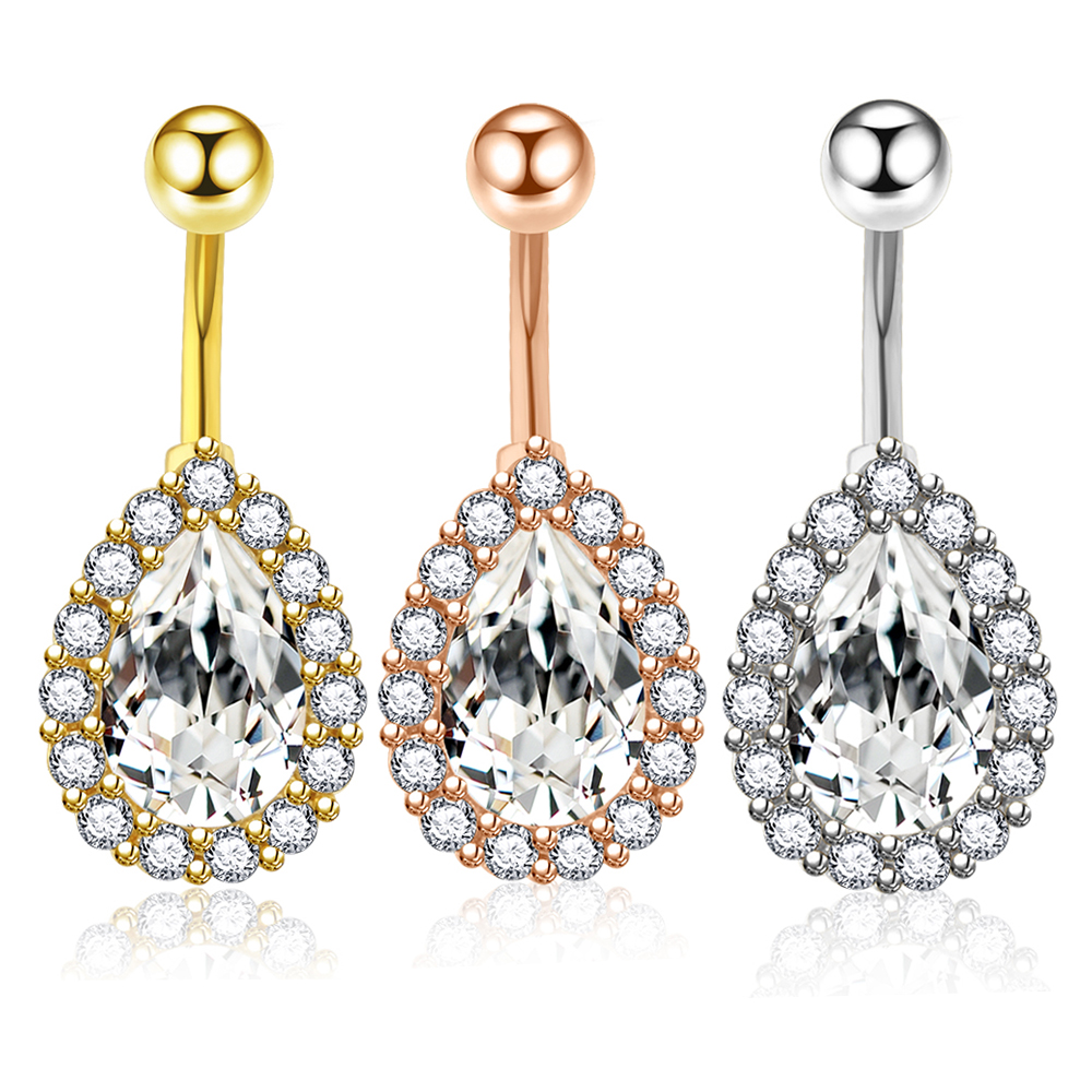 

14G Stainless Steel Belly Button Rings for Women Girls Navel Rings CZ Body Piercing