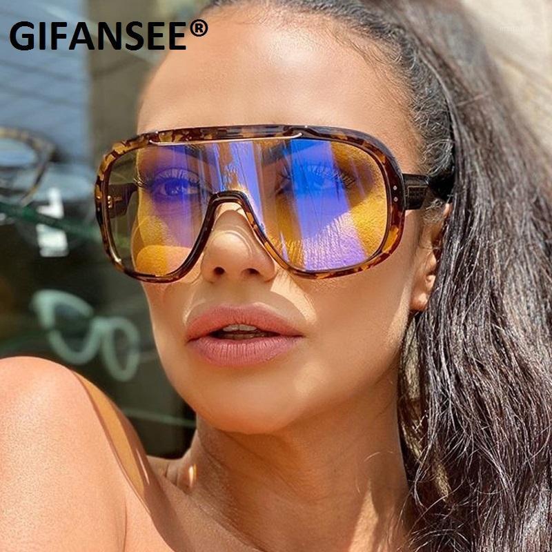 

Sunglasses GIFANSEE Super Big Frame One Piece Women 2021 Glasses Men Vintage Windproof Oversized Shades Female