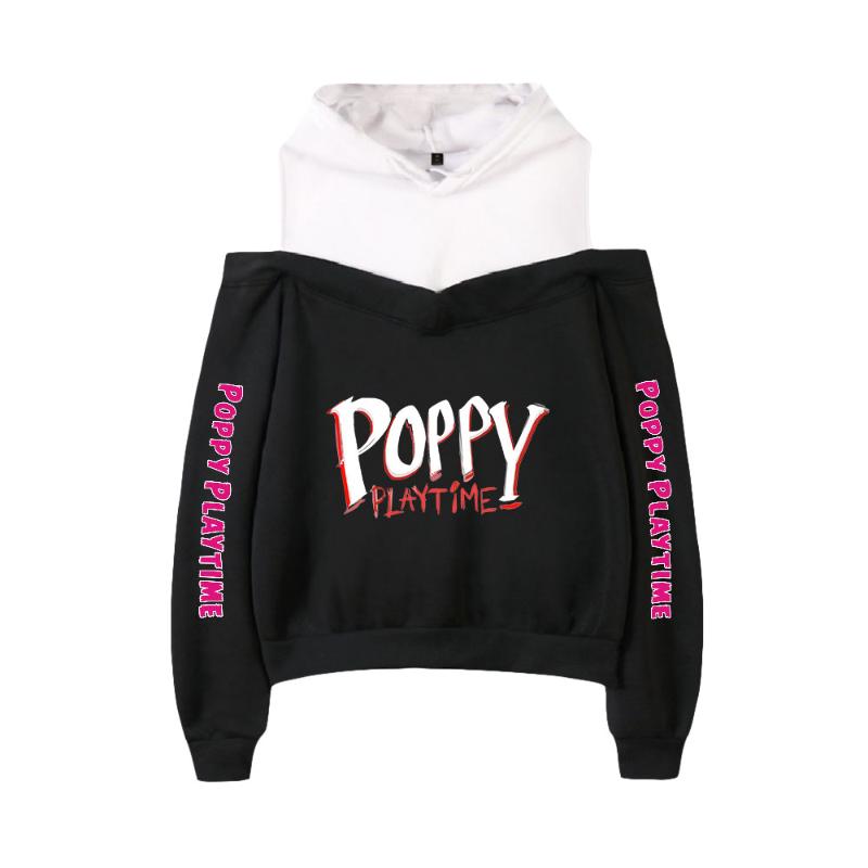 

Women's Hoodies & Sweatshirts Men Hoodie Poppy Playtime Female Off Shoulder Sweatshirt Pullover Harajuku Streetwear 2021 Horror Game Fashion, Black