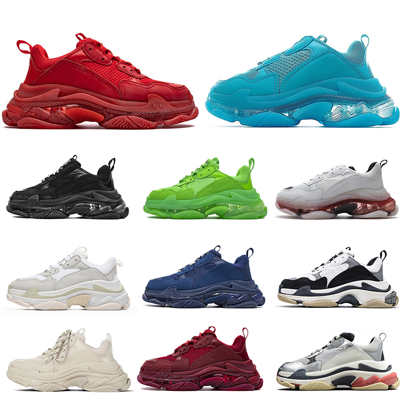 

2021 top fashion 17FW sneakers triple s flat casual shoes tennis vintage old mens womens paris crystal clear sole designer balenciagas triple-s trainers sports 36-45, Item.1 triple white 36-45