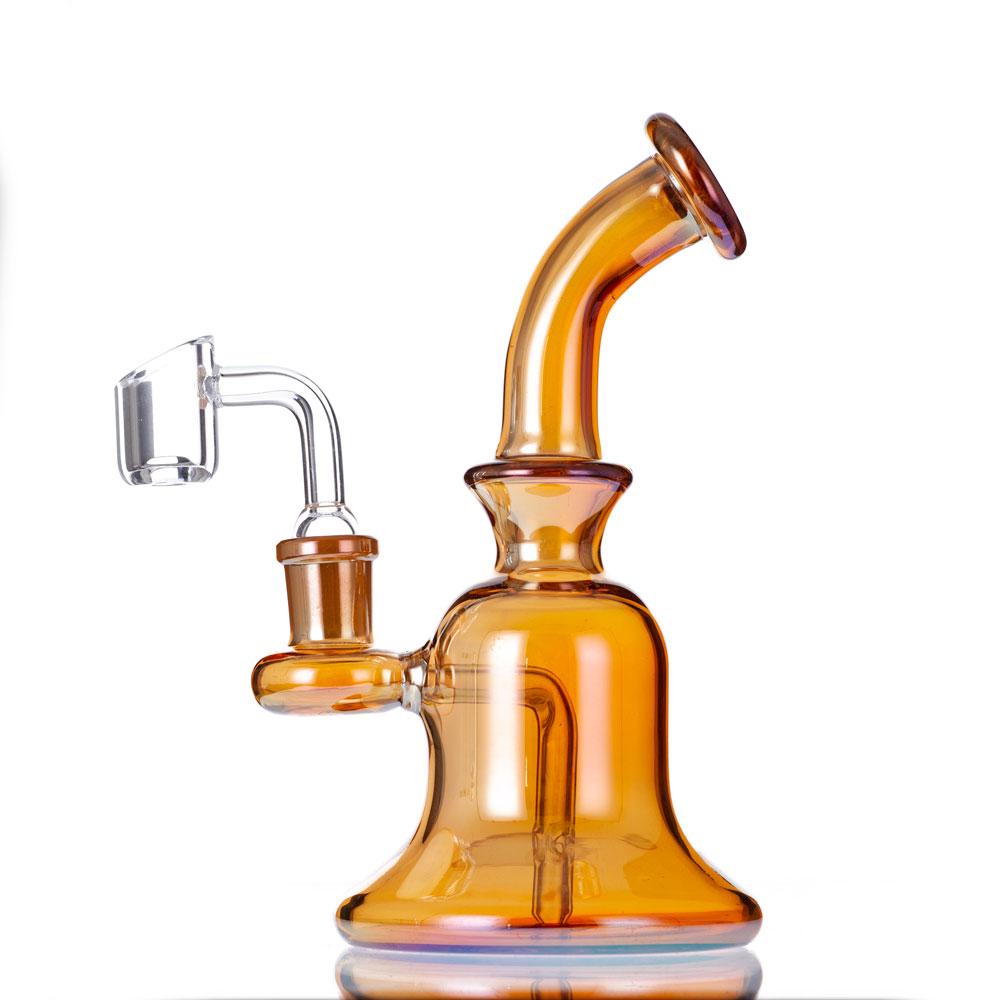 

2021 Plating Golden Color Design 7 Inch Mini Size Glass Hookah Bong Water Pipes Dab Rig With 14mm Joint Quartz Banger