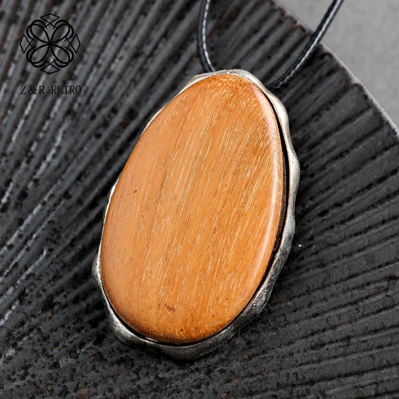 

Pendant Necklaces Vintage Jewelry Necklace For Women Accessories Wooden Pendants Female Neck Decoration Handmade Statement Suspension Wholes