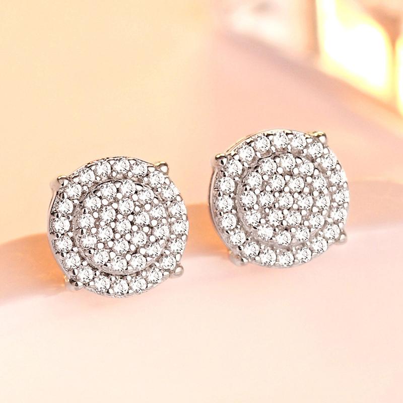 

Stud DJMAX Sparking Full Zircon Earrings For Women Top Quality 100% 925 Sterling Silver Wedding Engagement Party Jewelry Gifts, Golden;silver