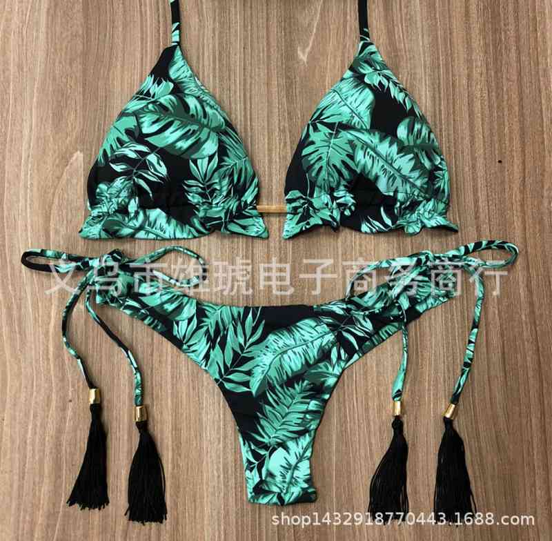 Brazil Swimsuit 2021 New Sexy Print Split Bikini-image-671657330