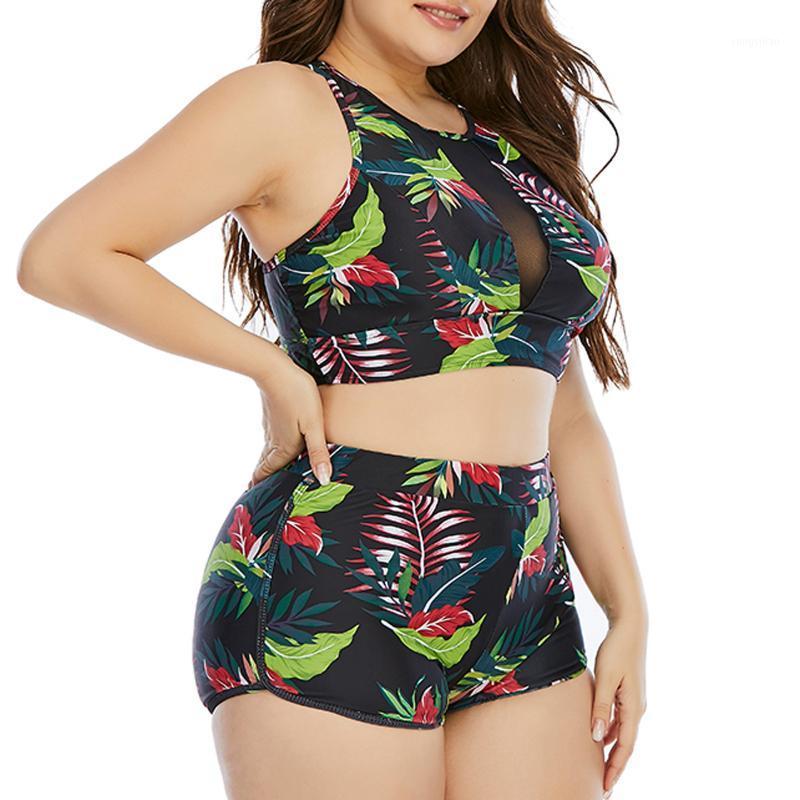 

Women's Swimwear 2021 Print Sport Bathing Suits Swimsuits Fashion Botanical Splicing Mesh Split Large Size Beachwear, Black