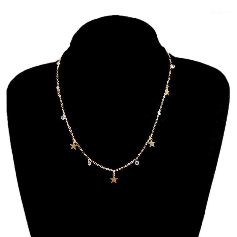 

Simple Zircon Star Pendant Necklace Charms Women Trendy Elegant Clavicle Chain Collier Femme XL685 Chains