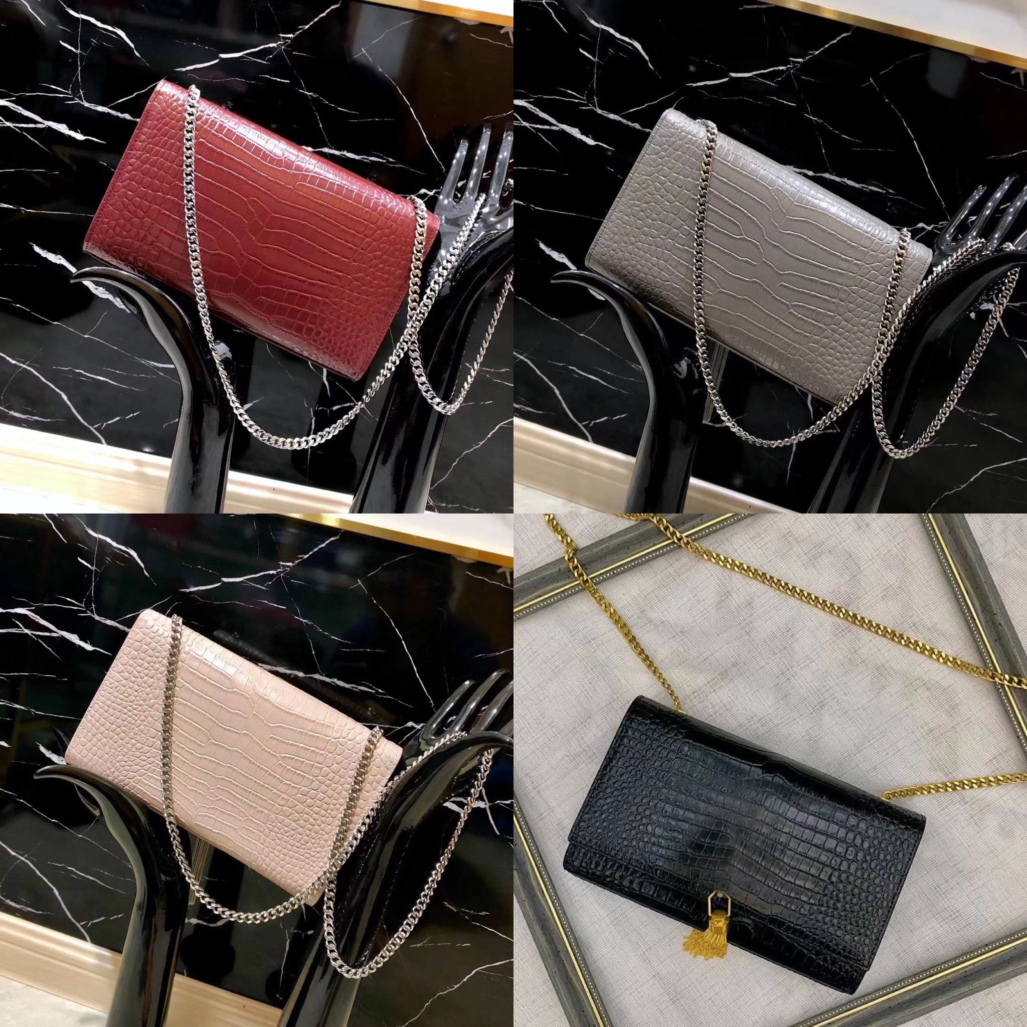 

Designer messenger bags Alligator Leather shoulder bags fashion chain clutch lady cowhide handbags presbyopic card holder purse Luxury cross body for women, Extra shipping fee(not for sale)