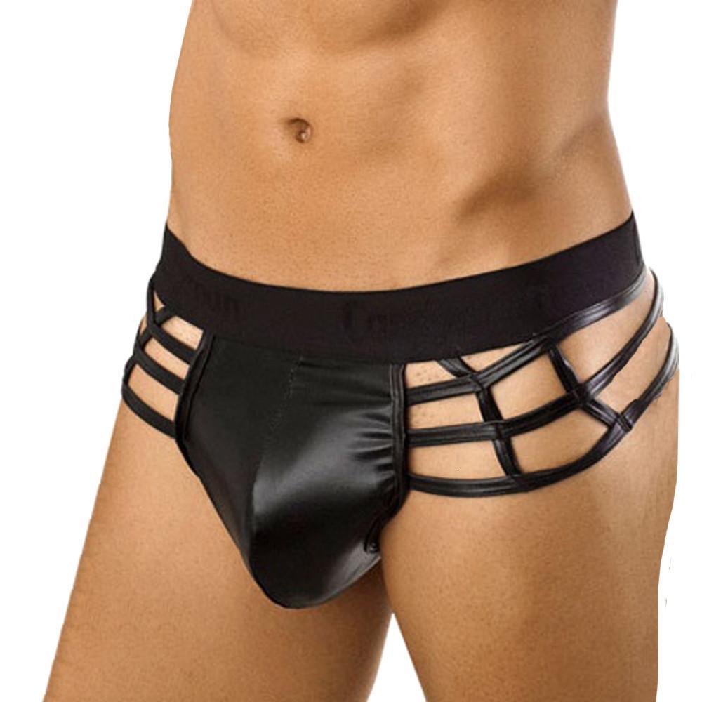 

Sexy Men Faux Leather Open Butt Gay Briefs sexy Men's G-string Sexy T-back Pouch Briefs U Convex Gay Underwear Slip Homme, Black;white