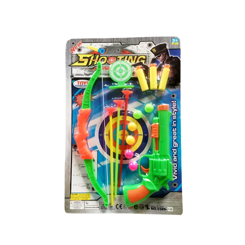 

Boy small Shooting gun Bow and arrow toy Prop Pistol Costume Rifle Working Slide Shoot Soft Bullets Outdoor sports gifts 0389-13B