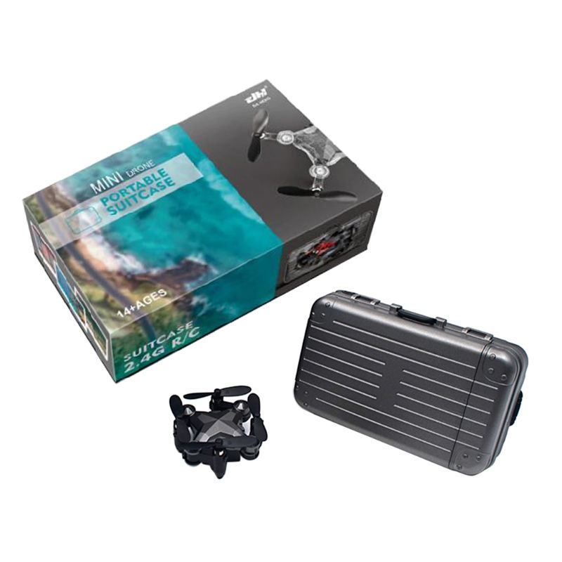

2021 new Mini Luggage drone Folding suitcase pocket Quadcopter portable Remote Control dron with Real-time hd Camera, With 0.3mp camera