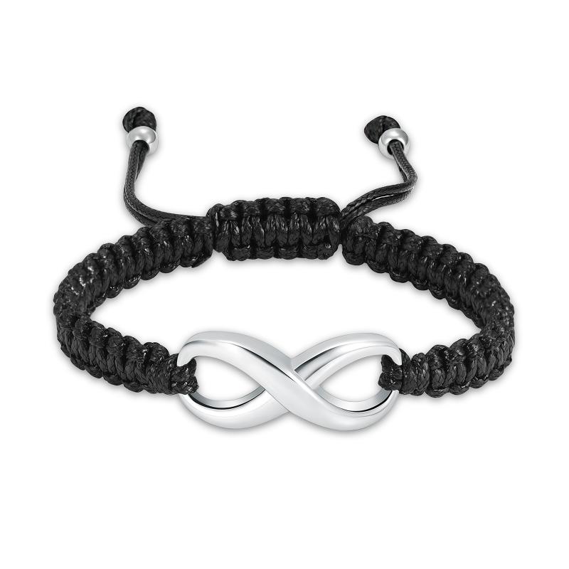 

Bangle Infinity Cremation Bracelet For Ashes Handmade Braided Black Rope Adjustable Wrist Band Keepsake Urn Memorial Jewelry