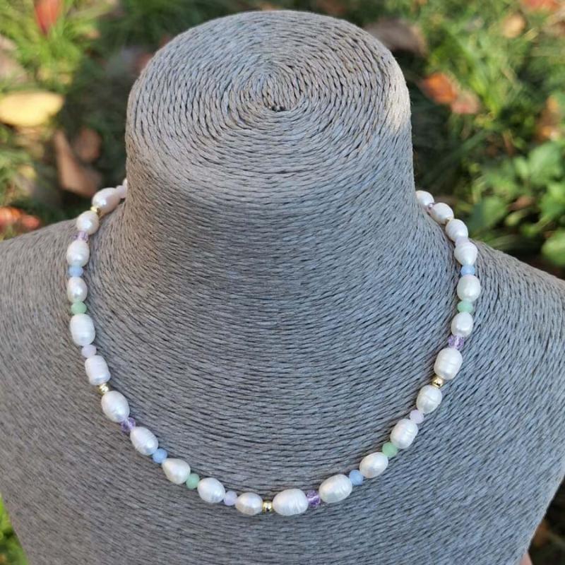 

Chokers Real Pearl Choker Necklaces Flower Beaded Summer Beach Necklace For Women Jewelry 2022 Fashion Beads Collier Party Gift