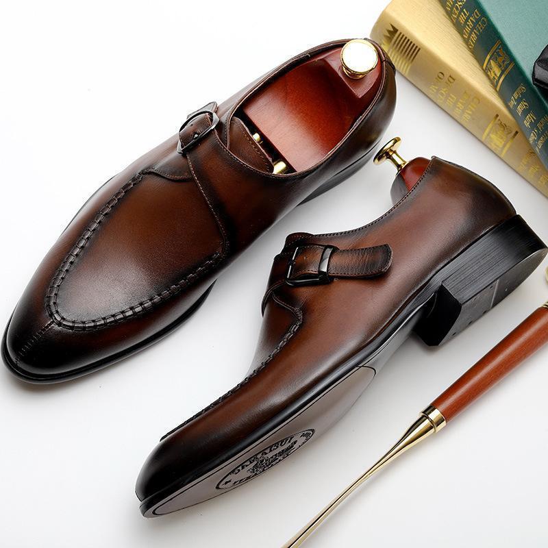

Men's Casual Shoes Light Color Hand Mixed PU Leather Formal YX162 Dress, Black