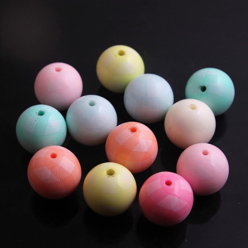 

Other OYKZA Jewelry 20mm 12mm Acrylic Pastel Solid Print White Plaid Beads For Girls Necklace