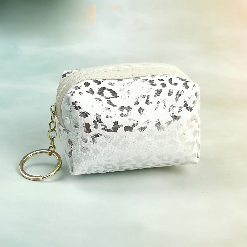 

3pcs Coin Purses Women PU Hot stamping Leopard Square Zipper Wallets, Gold