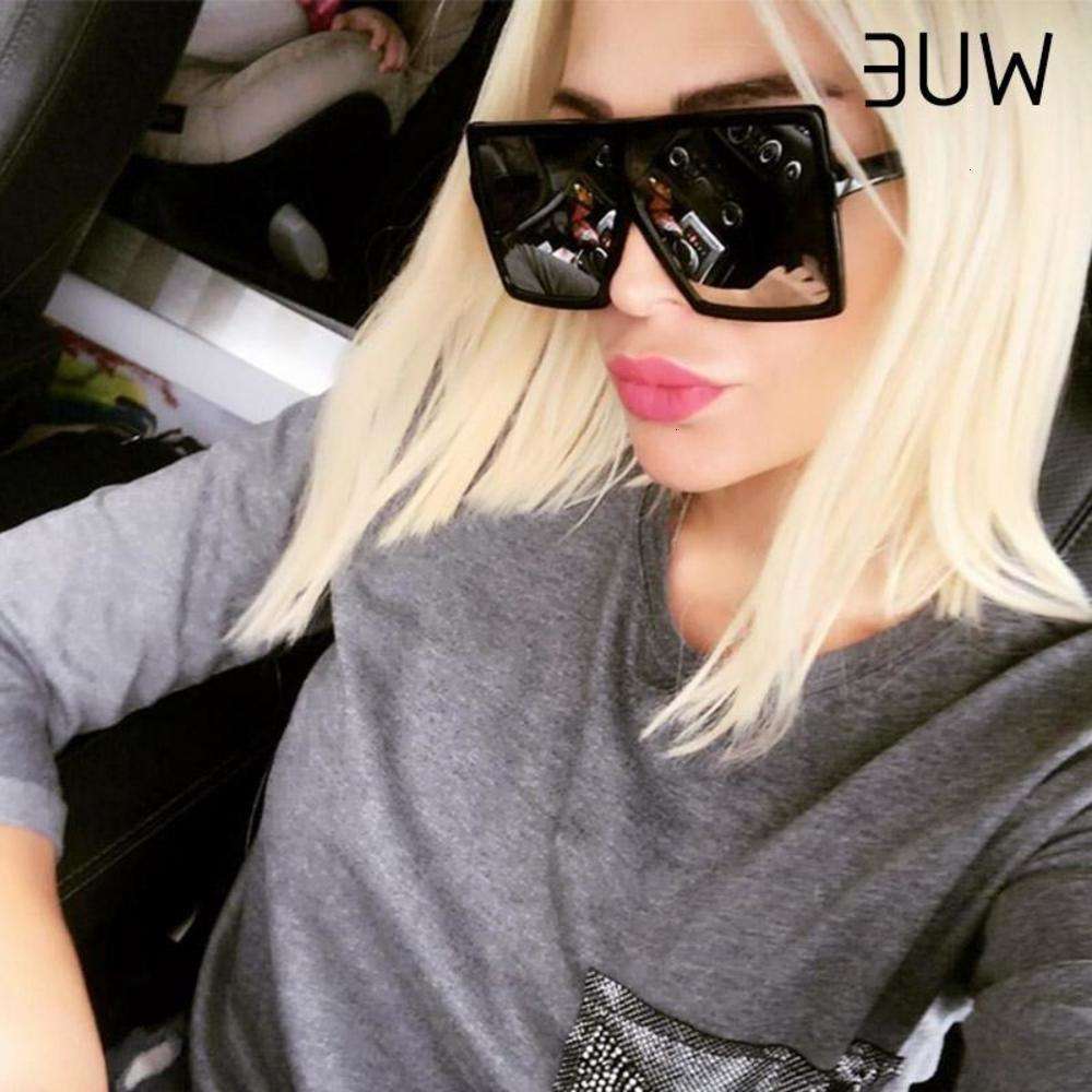 

sunglasses WUE 2021 Fashion Sunglasses Women Square Big Black Sun Glasses Female Mirror Shades Ladies Lunette Femme Oculos