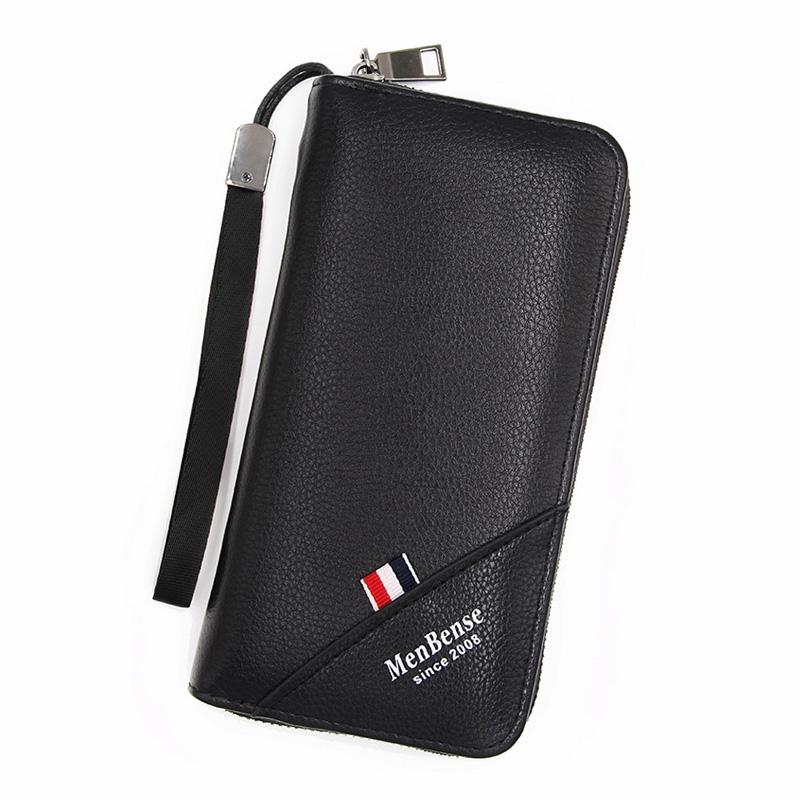 

Men Wallets Pu Leather Long Wallet Zipper Card Holder Male Purses Clutch Large For Men's Business Phone Purse, Red;black