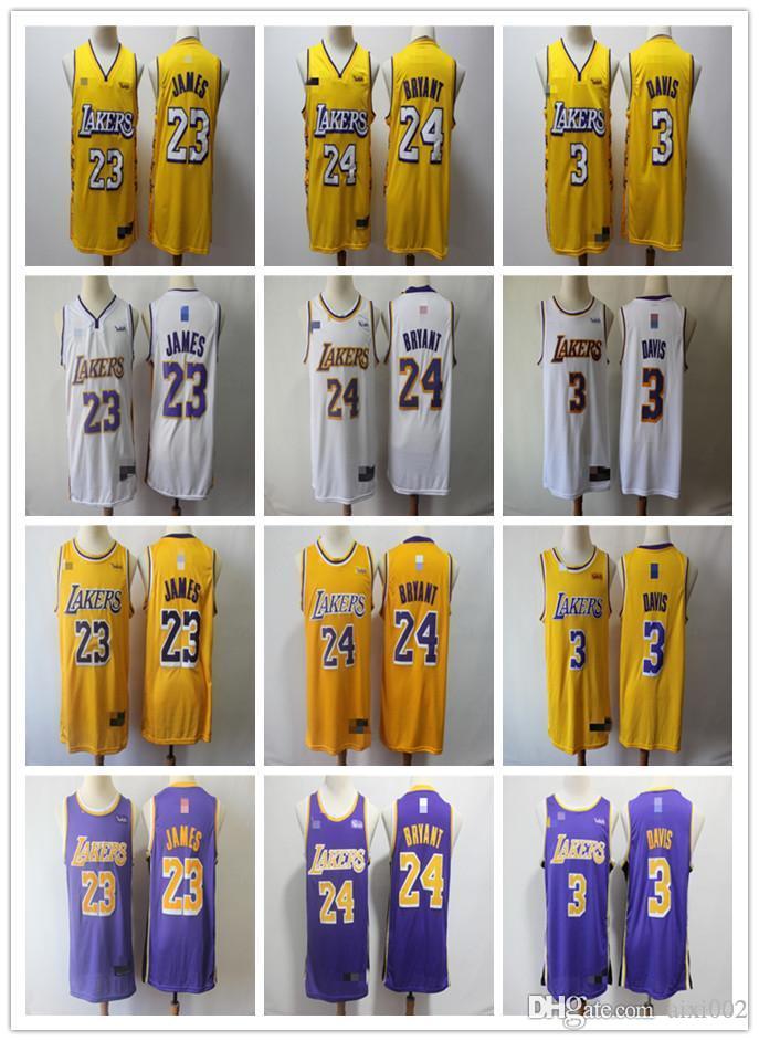 

Mens Los Angeles Lakers 3 Anthony Davis 23 LeBron James 24 Bryant Basketball Shorts Jersey, Black;red
