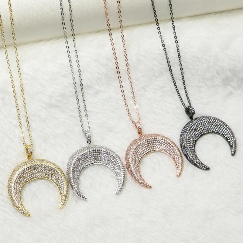 

Pendant Necklaces 4Pcs Wholesale Zircon Crescent Necklace Fashion Jewelry Mix Color Eyes Gift50183