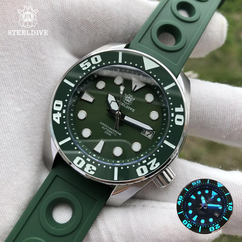 

Wristwatches Watch Automatic Mechanical Profession Diver C3 Luminous Men's Watches Divers Sapphire Crystal 200m Dive NH35, Red