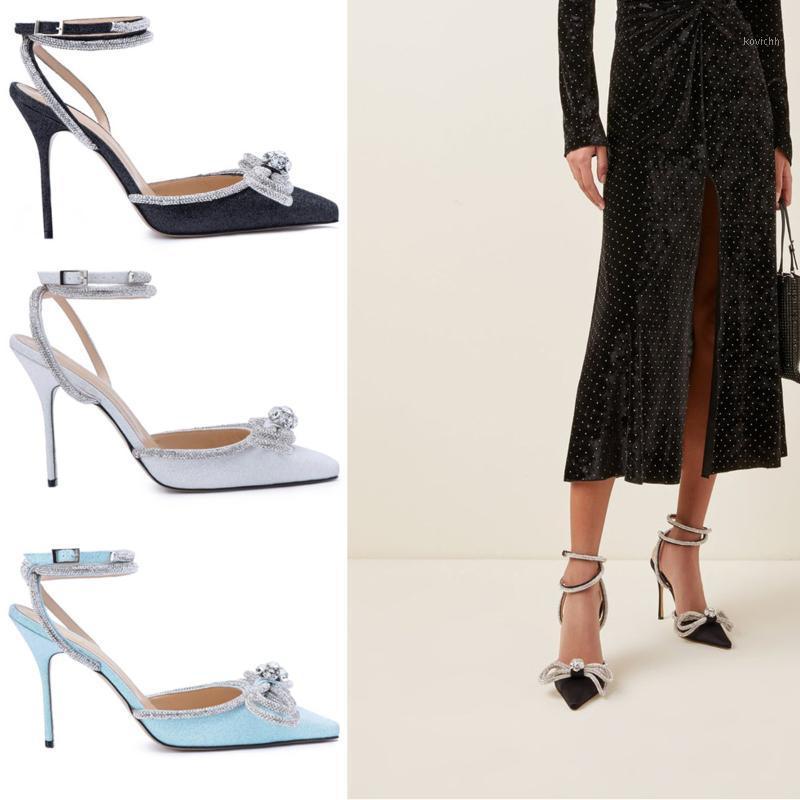 

Ladies Fashion Pointed Toe Crystal Bow Sexy High Heels With Decoration Strap Wedding Party Shoes Dress, White